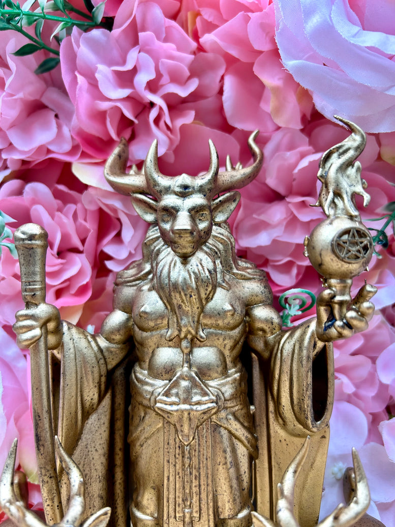 Cernunnos Horned God Resin Statue | Figure | Offering | Worship | God | Witchcraft | Wiccan | Pagan | Home Decoration | Bronzed | Baphomet