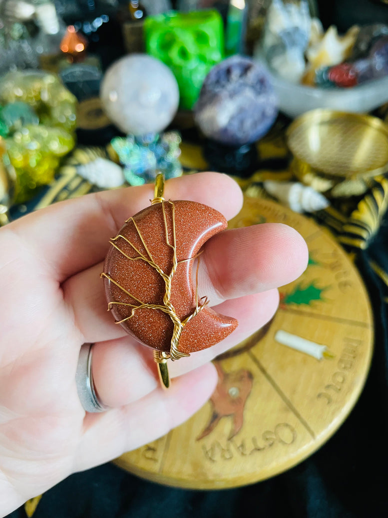 Tree of Life Wire Wrapped Moon Crystal Bracelet | Reiki | Chakra | Crystal Healing | Witchy | Jewellery | Adjustable | Jewelry | Gemstones