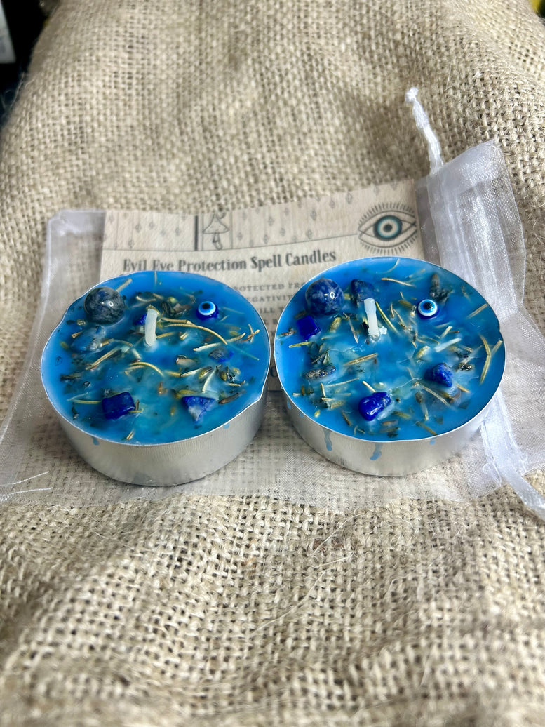 Evil Eye Protection Tealights | Spell Candles | Candle | Witchcraft | Wicca | Pagan | Occult | Gothic | Ritual | Spirituality | Gift Set