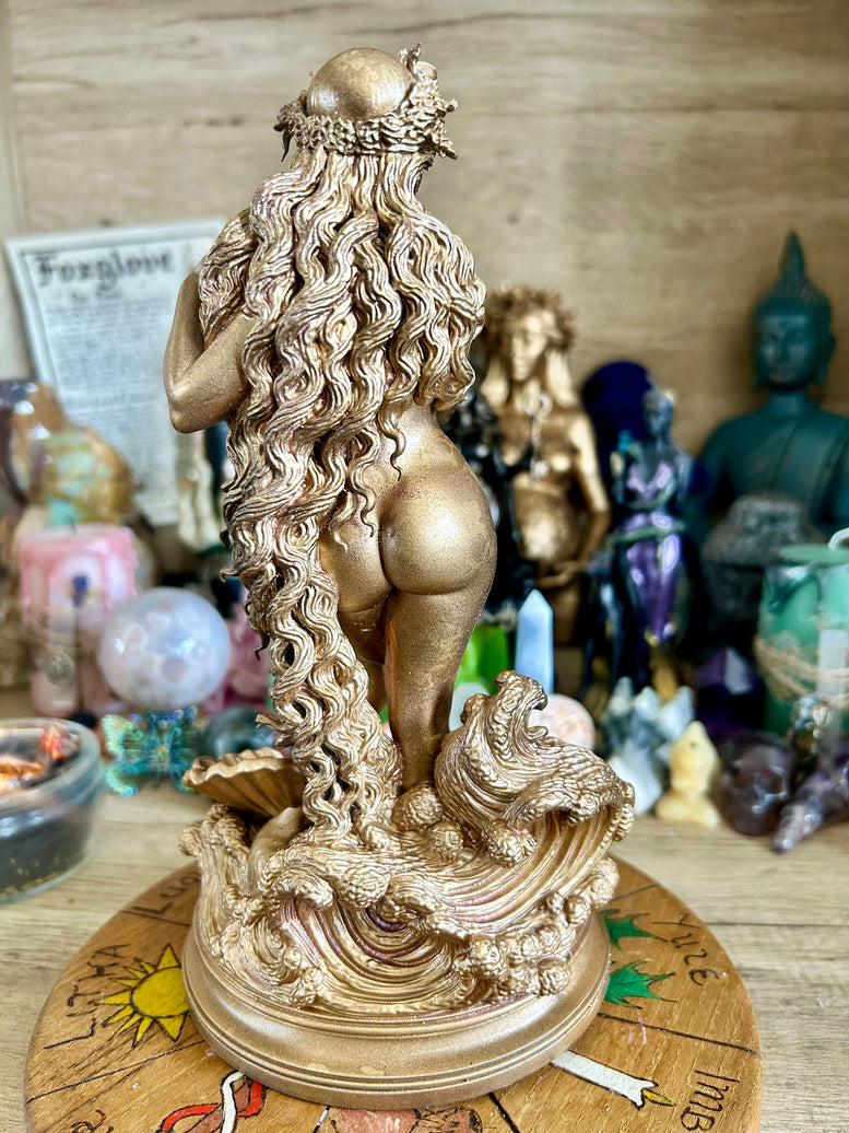 Aphrodite Goddess Statue Resin 3D Printed with Detailed Floral, waves and shell details for Home Decor Ornaments witchcraft