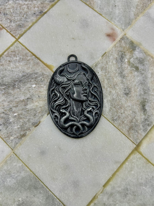 Lilith Resin Charm – Gothic Oval Embellishment for Witchy Crafts & Altar Décor