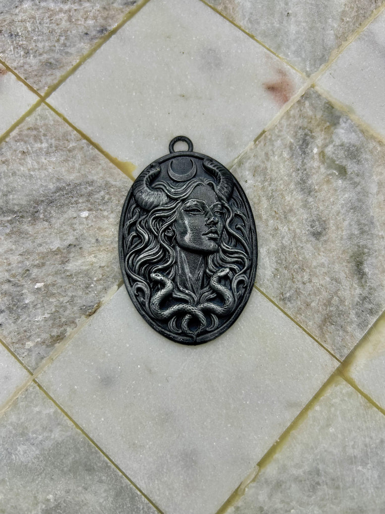 Lilith Resin Charm – Gothic Oval Embellishment for Witchy Crafts & Altar Décor