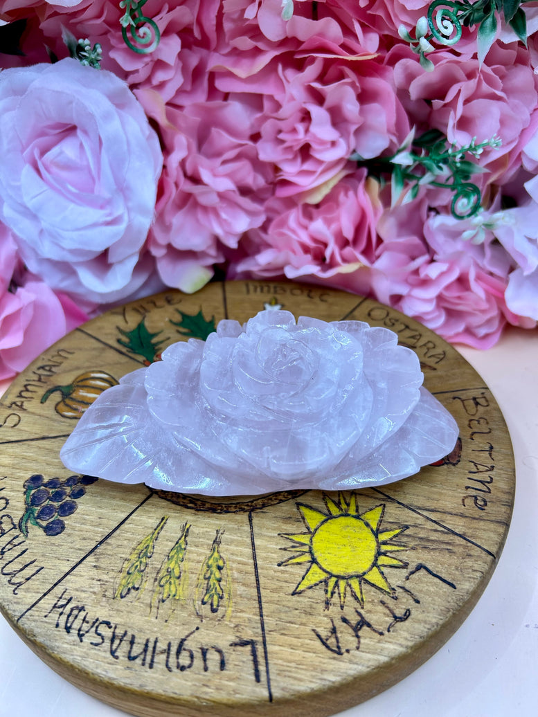 Rose Quartz Rose Crystal Carving | Flower | Witchcraft | Wiccan | Pagan | Home Decor | Ornament | Gift | Healing Crystals | Chakra | Reiki