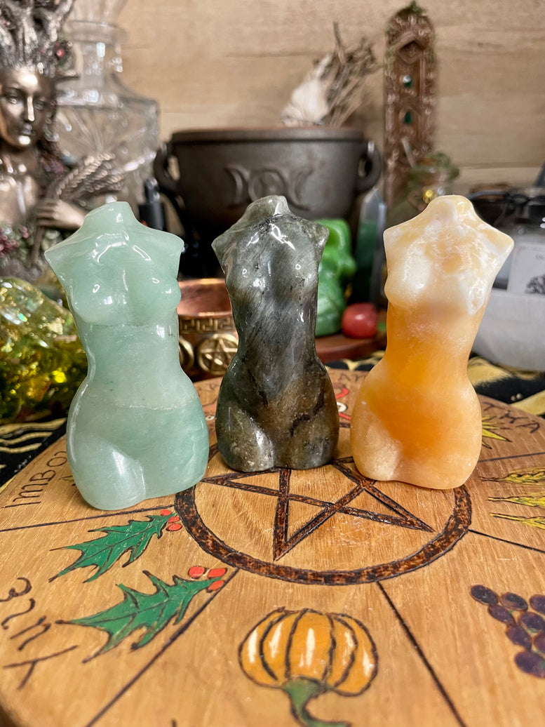 Large size Crystal Goddess Lady Figure Carving | Aventurine | Labradorite | Orange Calcite | Crystal Body | Reiki | Chakra | Crystal Healing