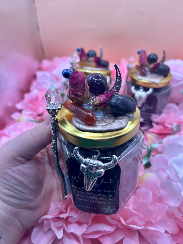 Witches Black Salt & Crystals | Witchcraft | Wiccan | Pagan | Protection | Altar Spoon | Altar | Banish | Gift