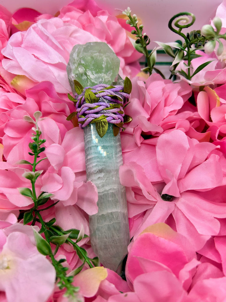 Green fluorite bee wand for crystal healing and witchcraft