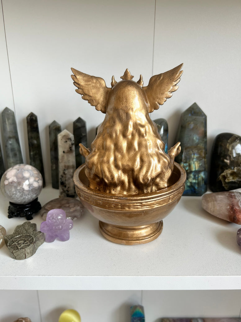 Freya Offering Bowl | Norse Goddess Altar Decor | Pagan Ritual Bowl | Viking Witchcraft Supplies | Golden Divine Feminine Statue Bowl Witch