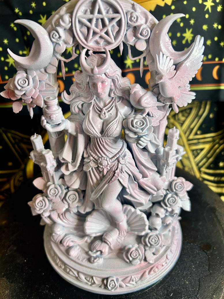 Aphrodite Goddess Statue Resin 3D Printed with Detailed Floral and Celestial Elements for Home Decor Ornaments