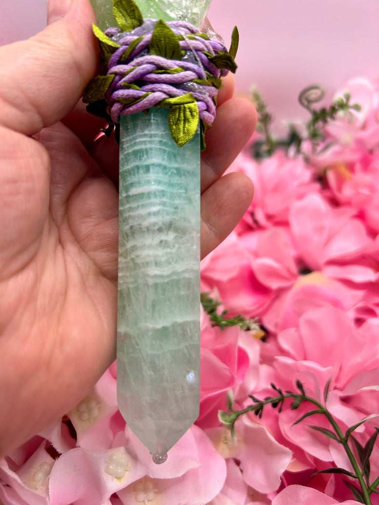 Green fluorite bee wand for crystal healing and witchcraft