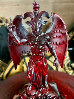 Resin 3D Printed Baphomet Statue for Occult Decor and Goth Collectors - Detailed Red Dragon Design