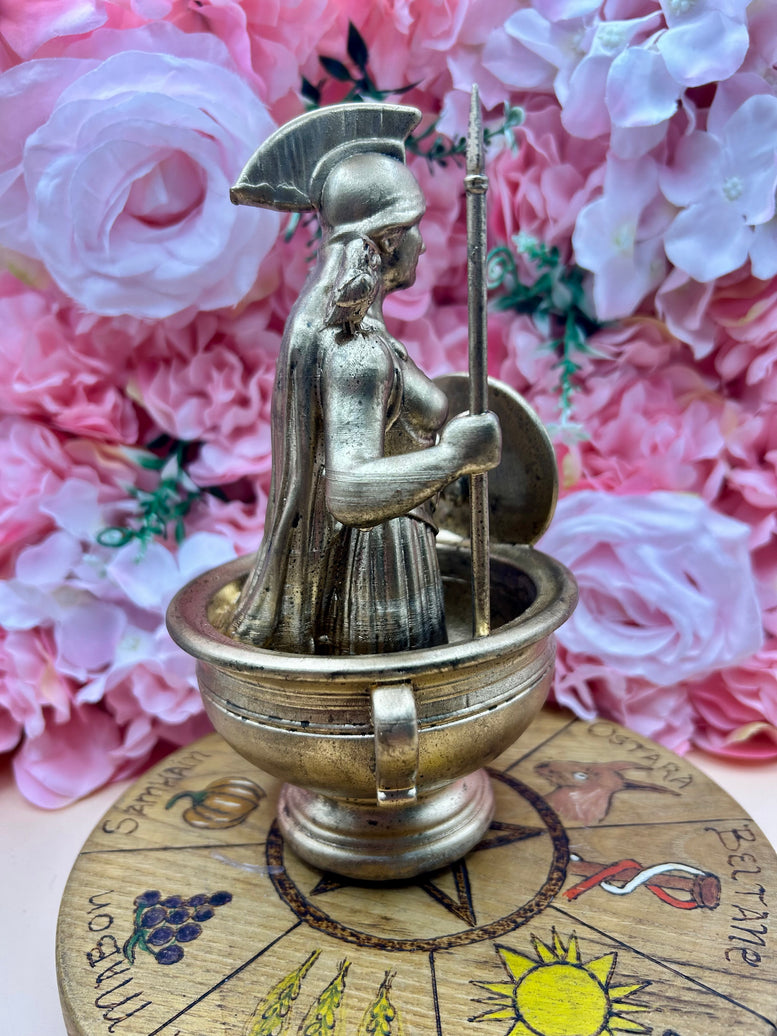 Goddess Athena Offering Bowl Statue | Handcrafted Pagan Altar Decor | Greek Goddess Figurine for Rituals & Devotional Practices | witchcraft