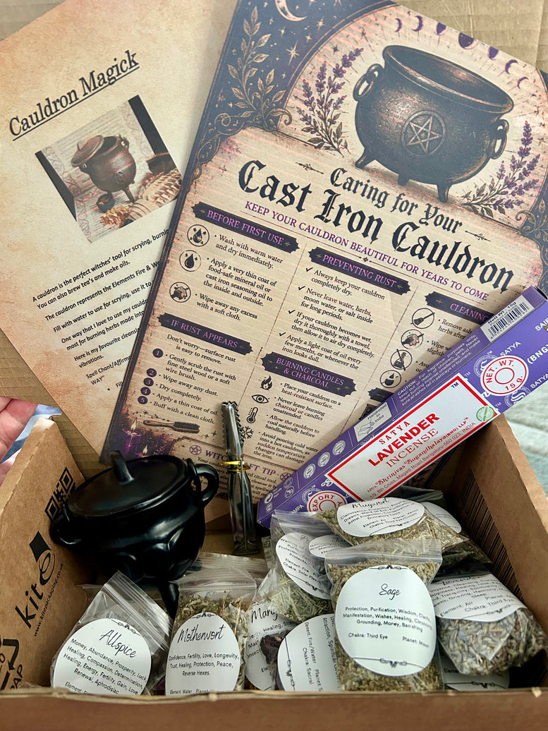 Cast iron cauldron herb kit
