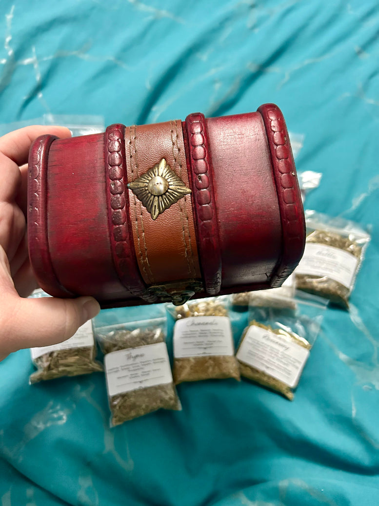 Witch Chest of Herbs and Crystals | Witchcraft | Wiccan | Pagan | Supplies | Rituals | Spirituality | Gift | Altar Tools | Spells | Chakra