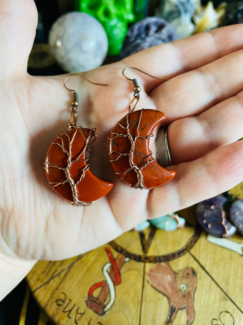Tree of Life Wire Wrapped Moon Crystal Earrings | Jewellery | Jewelry | Witchy | Crystals | Crystal Healing | Reiki | Chakra | Boho | Gift
