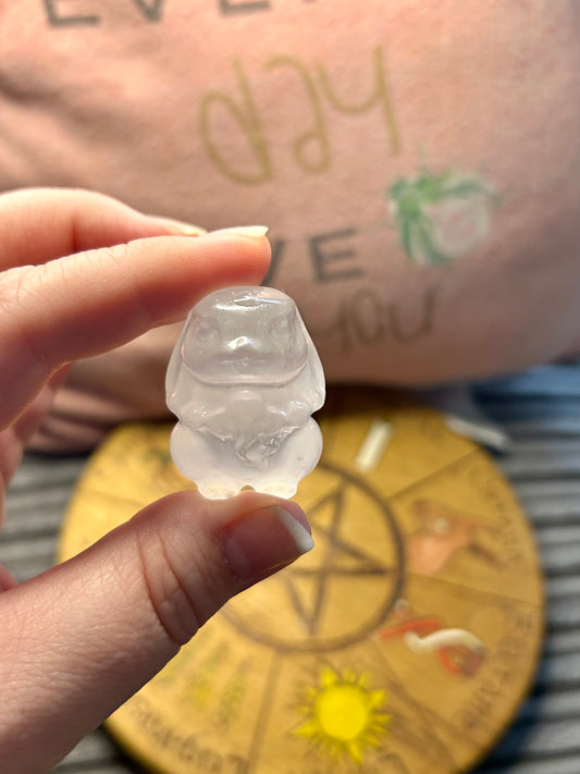 Rabbit Selenite Crystal Carving | Hare | Crystals | Reiki | Chakra | Spirituality | Witchy | Wicca | Pagan | Ornament | Gift | Ostara | Cute