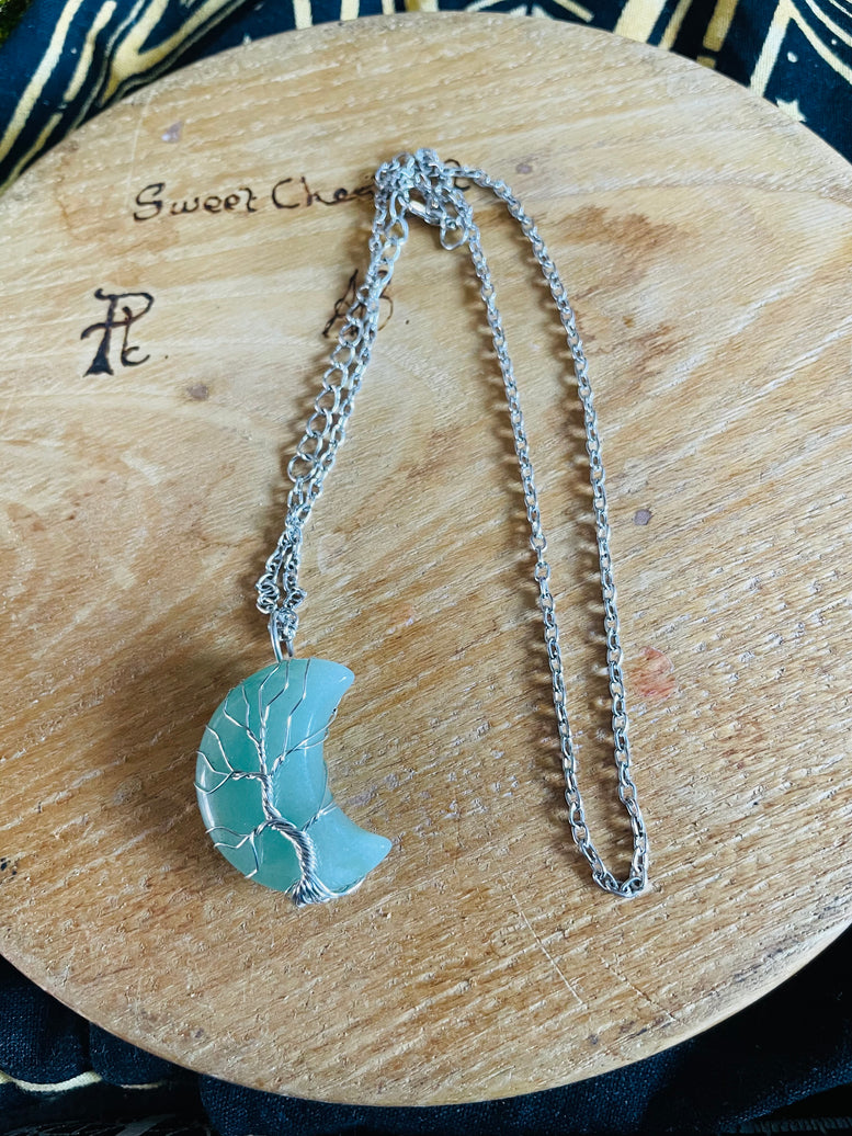 Tree of Life Wire Wrapped Moon Crystal Necklace | Jewellery | Jewelry | Witchy | Crystals | Crystal Healing | Reiki | Chakra | Boho | Gift