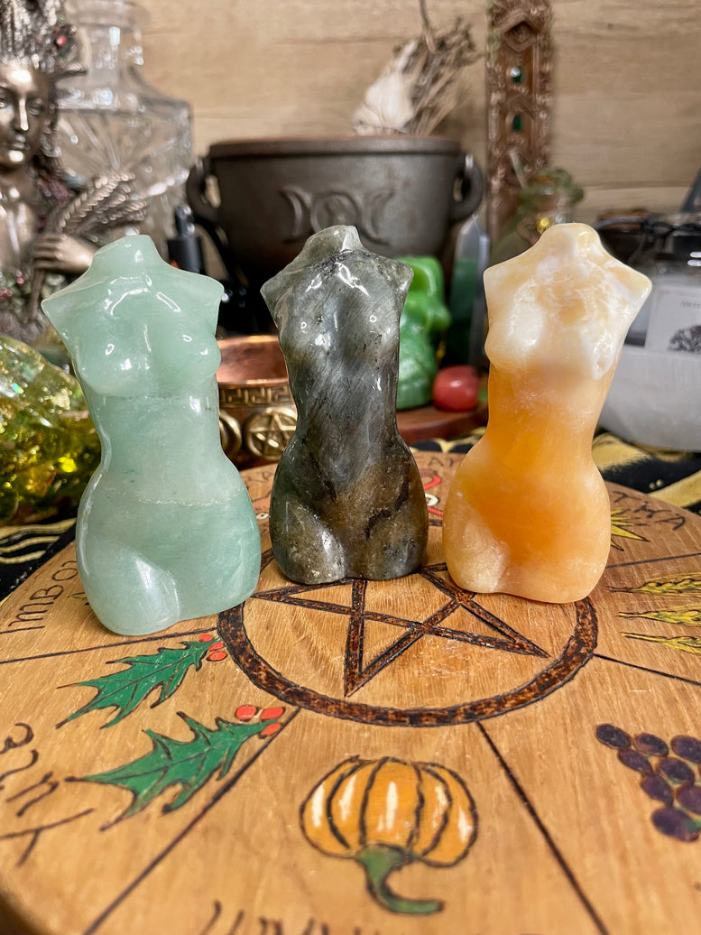 Large size Crystal Goddess Lady Figure Carving | Aventurine | Labradorite | Orange Calcite | Crystal Body | Reiki | Chakra | Crystal Healing