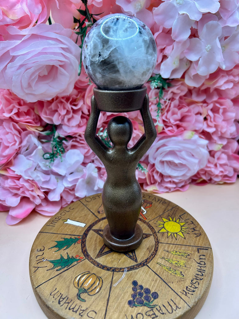 Spiral Goddess Crystal Sphere Holder | Divine Feminine Altar Decor | 3D Printed Pagan Statue | Witchcraft | Crystal Holder | Wiccan | Pagan