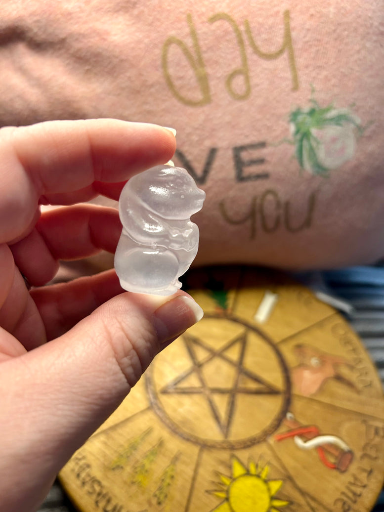 Rabbit Selenite Crystal Carving | Hare | Crystals | Reiki | Chakra | Spirituality | Witchy | Wicca | Pagan | Ornament | Gift | Ostara | Cute