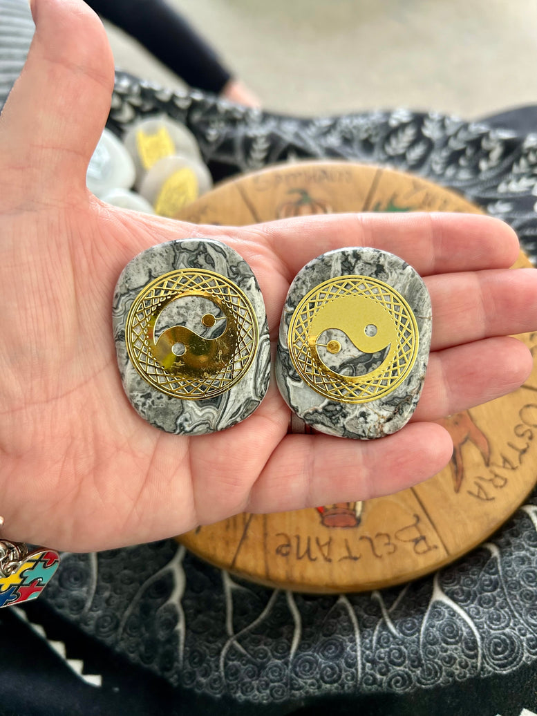 Wolf, Peace, Tree of Life Palm Stones | Reiki | Chakra | | Crystals | Wicca | Pagan | Spirituality | Quartz | Witchy | Meditation | Gemstone