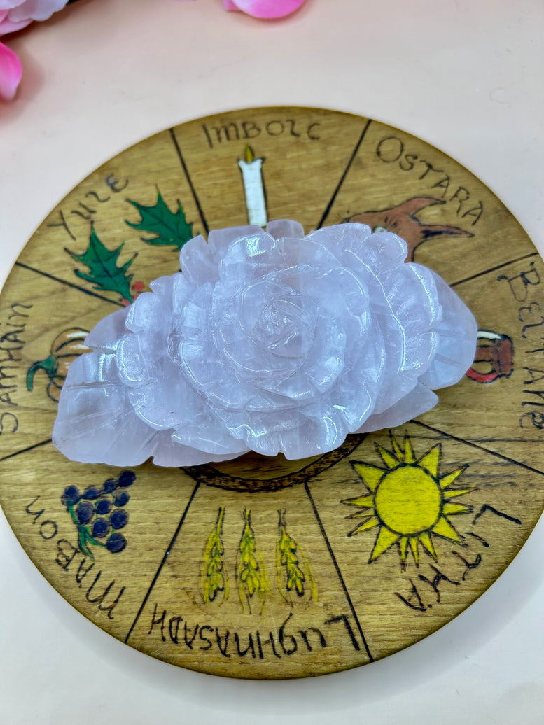 Rose Quartz Rose Crystal Carving | Flower | Witchcraft | Wiccan | Pagan | Home Decor | Ornament | Gift | Healing Crystals | Chakra | Reiki