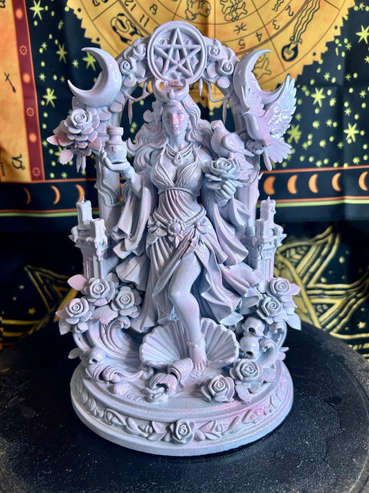 Aphrodite Goddess Statue Resin 3D Printed with Detailed Floral and Celestial Elements for Home Decor Ornaments