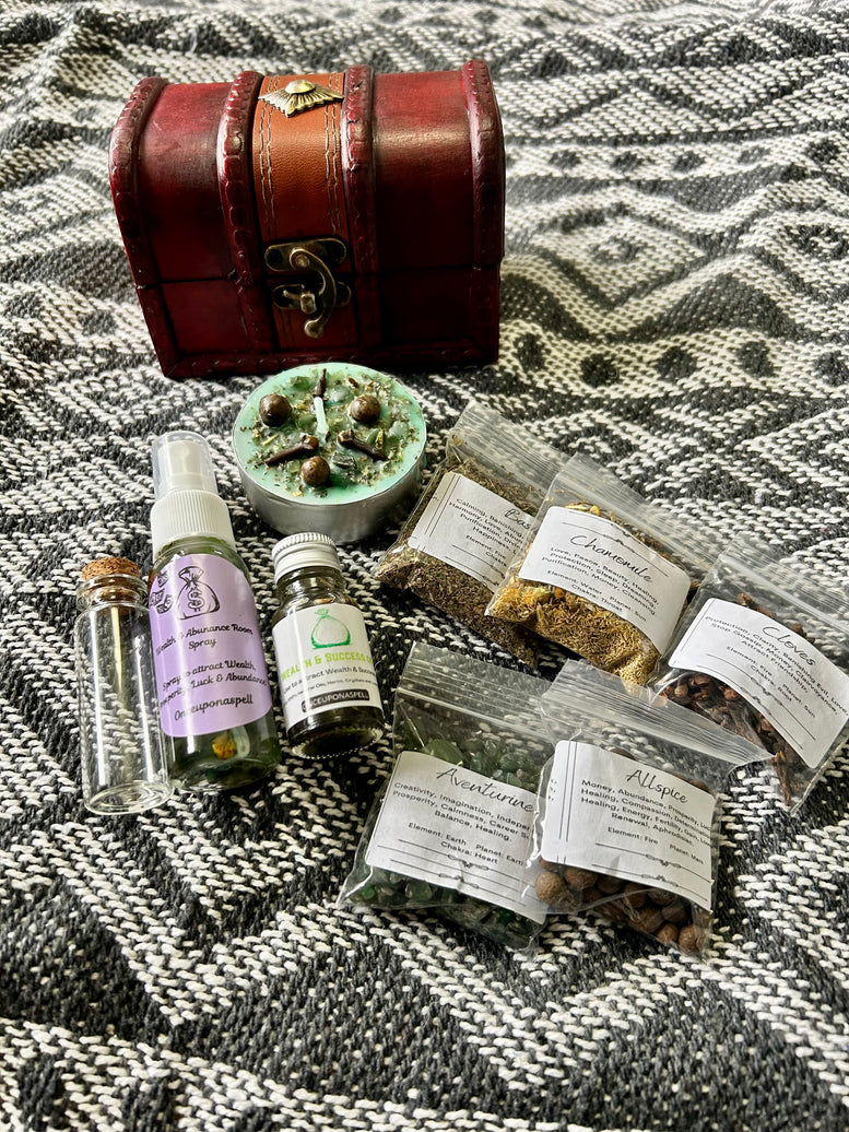 Little Chest of Wealth and Abundance Spells | Money | Prosperity | Witchcraft | Wiccan | Pagan | Spell Kit | Spell Candle | Oils | Herbs