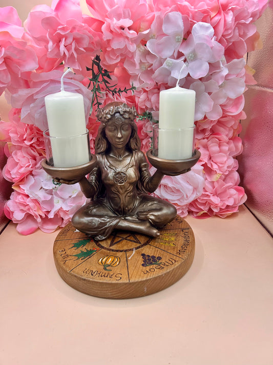 Goddess Dryads Grounding and Balance Candle Holder & Crystal Sphere Holder | Divine Feminine Altar Decor | 3D Printed Pagan Statue | Witchcraft