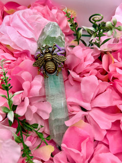 Green fluorite bee wand for crystal healing and witchcraft