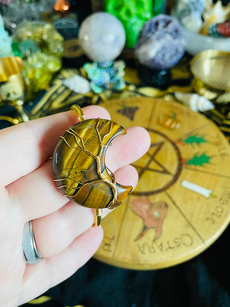 Tree of Life Wire Wrapped Moon Crystal Bracelet | Reiki | Chakra | Crystal Healing | Witchy | Jewellery | Adjustable | Jewelry | Gemstones