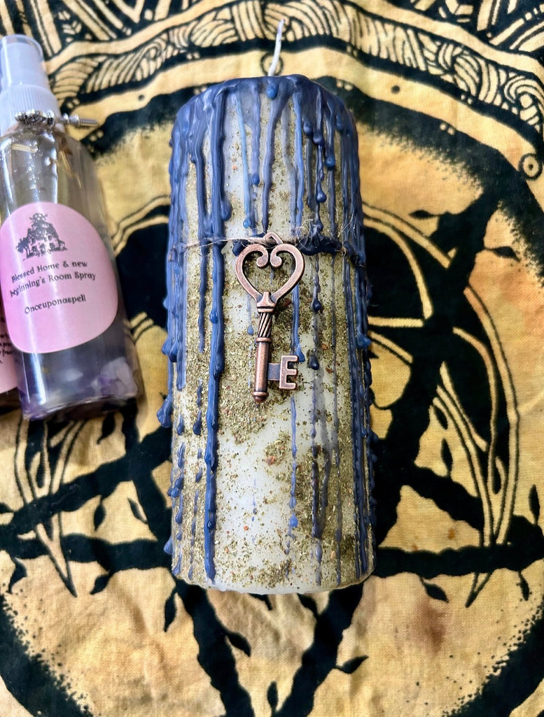 Blessed Home and new beginnings pillar candle