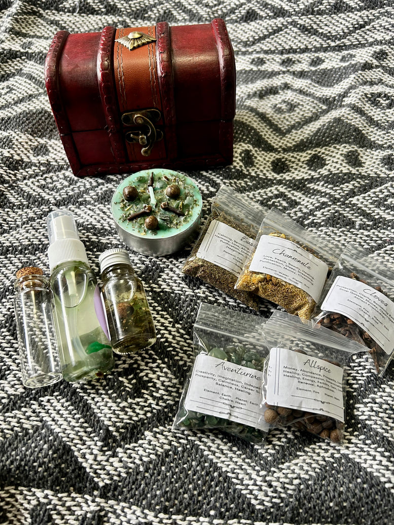 Little Chest of Wealth and Abundance Spells | Money | Prosperity | Witchcraft | Wiccan | Pagan | Spell Kit | Spell Candle | Oils | Herbs