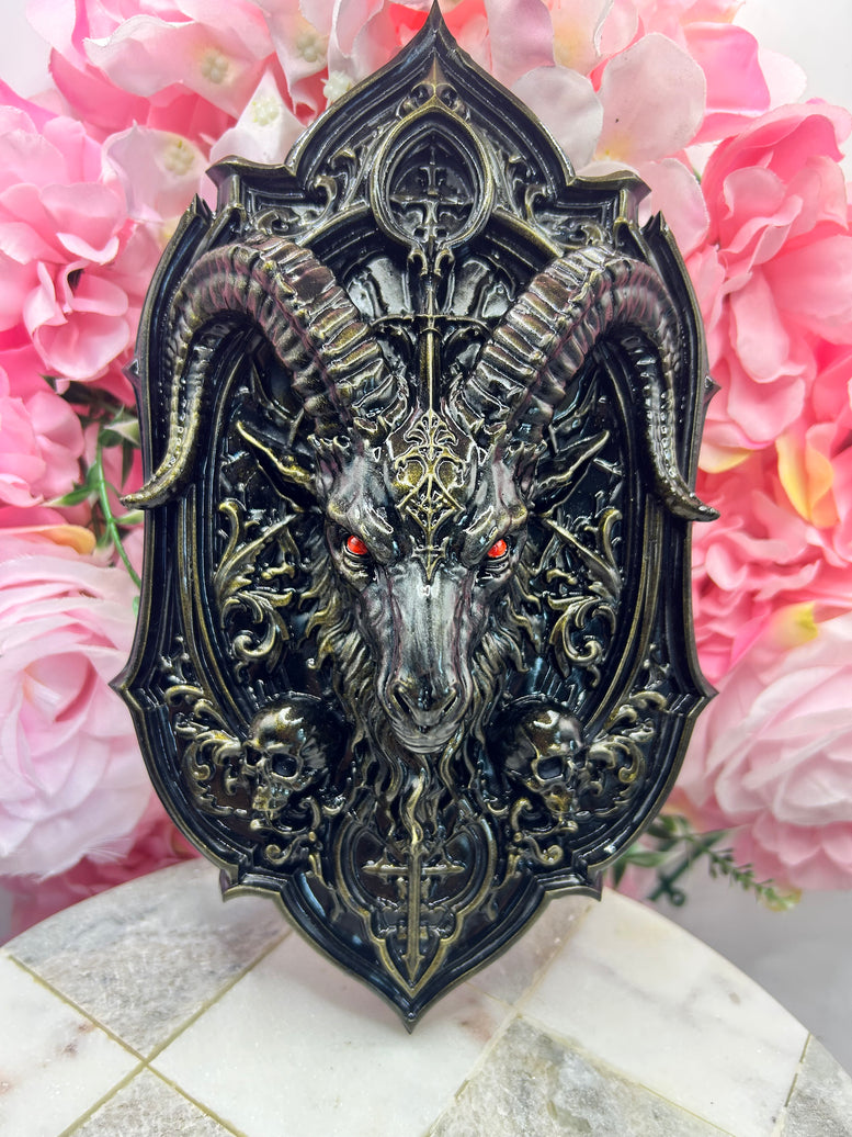Baphomet Wall Plaque – Gothic Resin 3D Printed Wall Décor