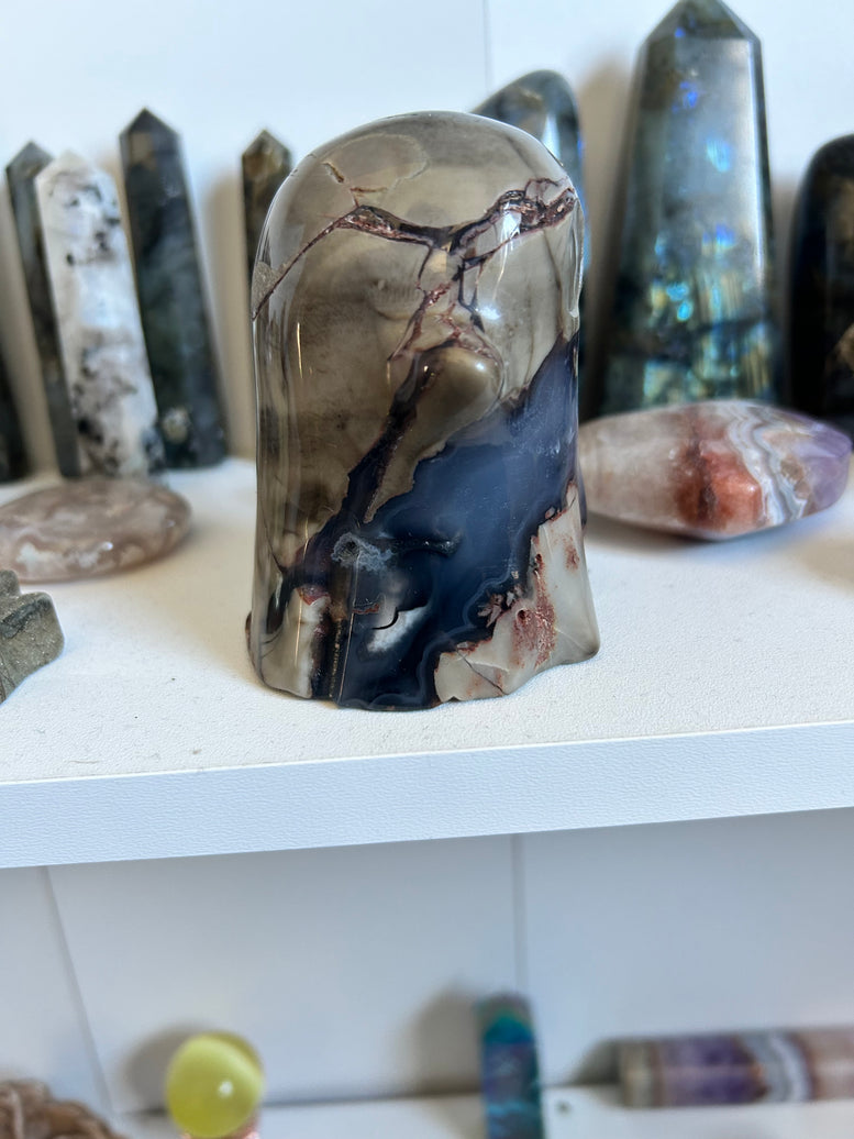 Volcano Agate Ghost – One-of-a-Kind Carved Crystal Spirit