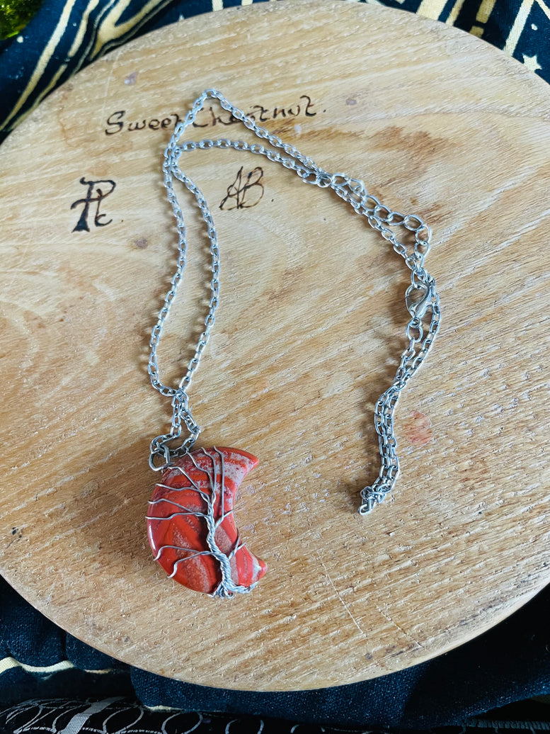 Tree of Life Wire Wrapped Moon Crystal Necklace | Jewellery | Jewelry | Witchy | Crystals | Crystal Healing | Reiki | Chakra | Boho | Gift