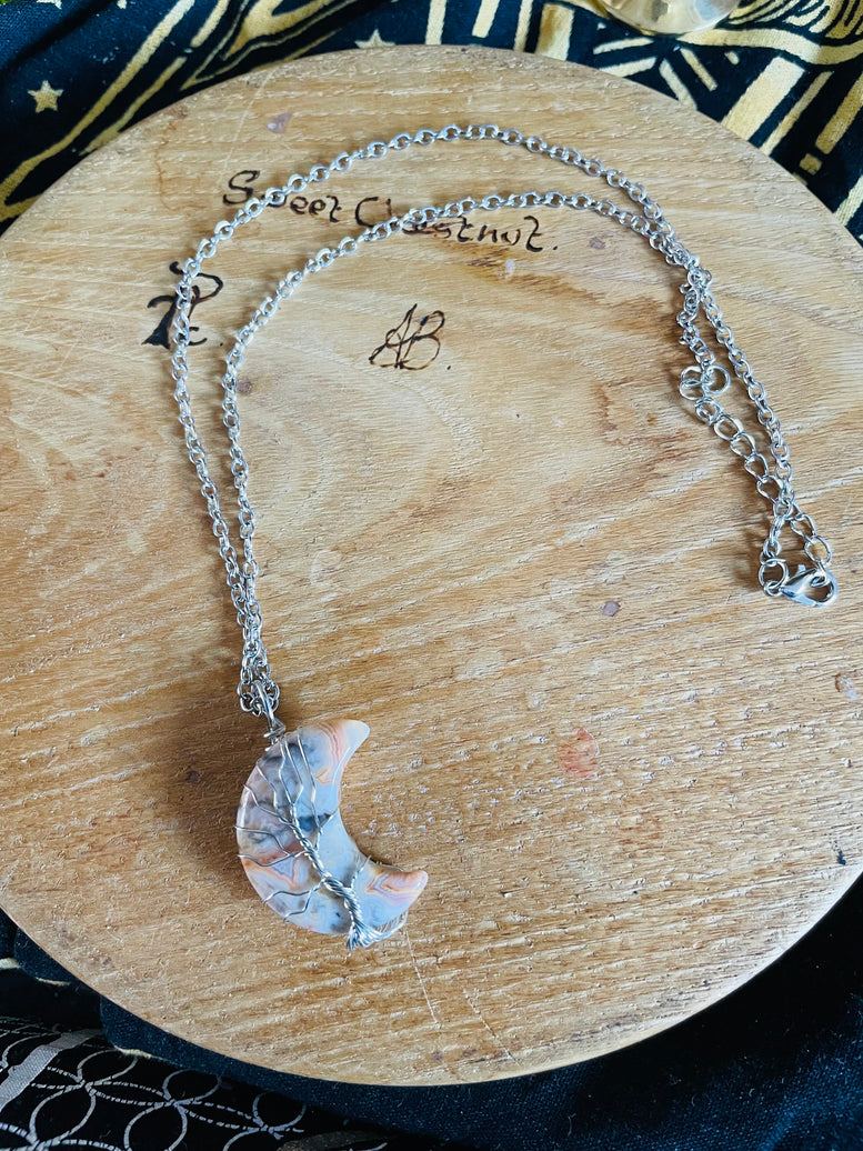 Tree of Life Wire Wrapped Moon Crystal Necklace | Jewellery | Jewelry | Witchy | Crystals | Crystal Healing | Reiki | Chakra | Boho | Gift