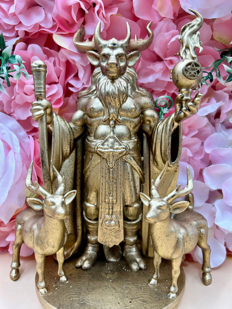 Cernunnos Horned God Resin Statue | Figure | Offering | Worship | God | Witchcraft | Wiccan | Pagan | Home Decoration | Bronzed | Baphomet