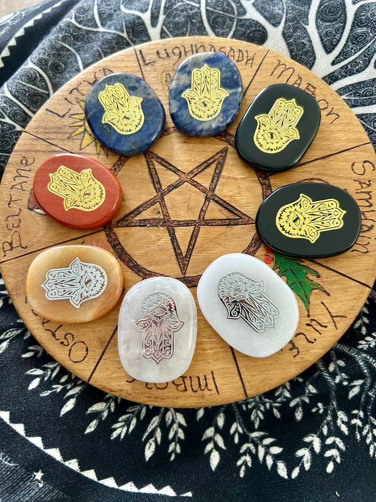 Hamsa Hand Crystal Palm Stone | Reiki | Chakra | Palm Stones | Crystals | Wicca | Pagan | Spirituality | Quartz | Witchy | Meditation | Gift