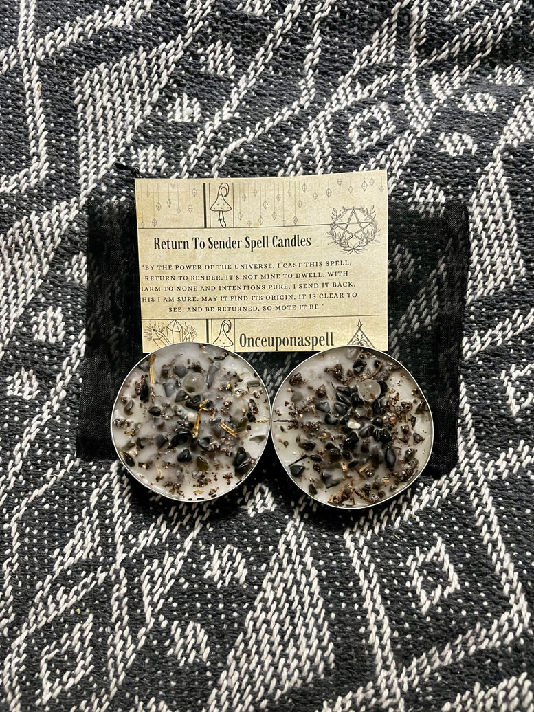 Return to sender XL Spell Tealights | Hex Breaking | Witchcraft | Wicca | Pagan | Hoodoo | Crystals | Spells | Spell Candle | Altar | Gift