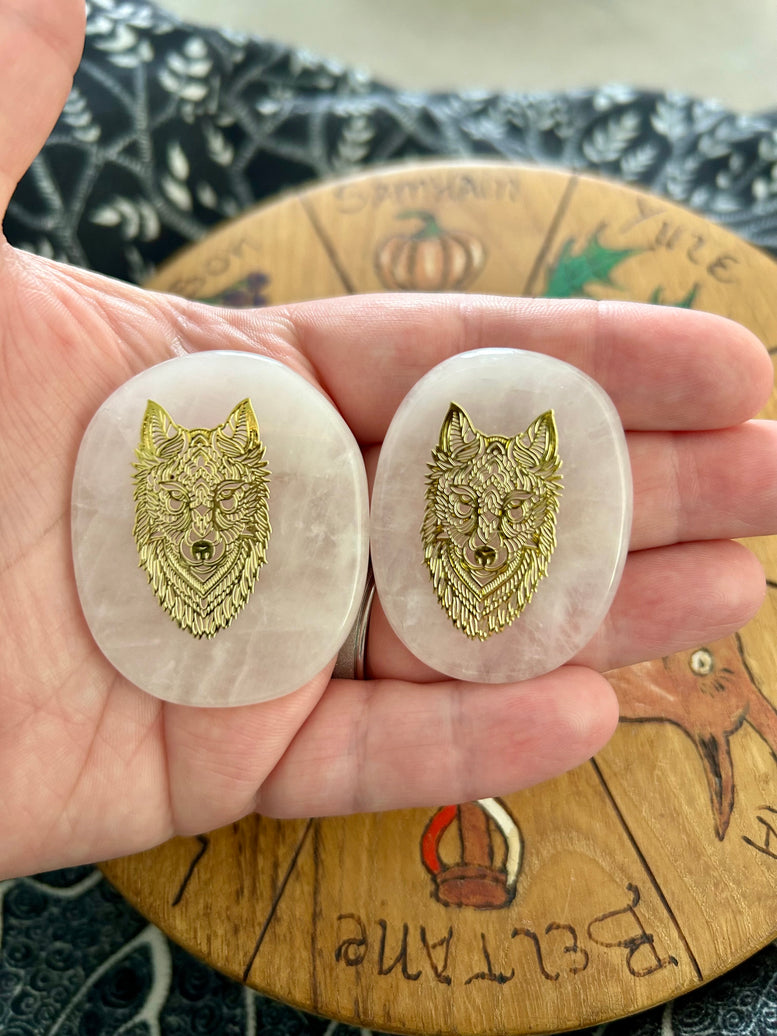 Wolf, Peace, Tree of Life Palm Stones | Reiki | Chakra | | Crystals | Wicca | Pagan | Spirituality | Quartz | Witchy | Meditation | Gemstone