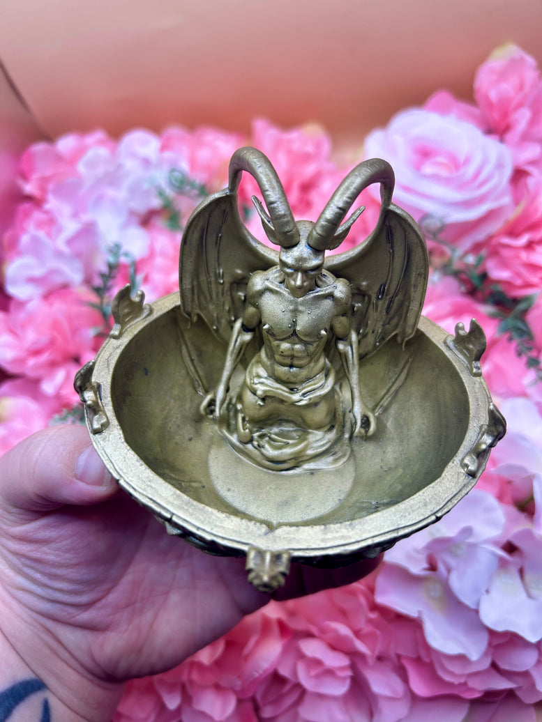 Unique Baphomet Horned God Resin Offering Bowl | Statue | Crystals | Herbs | Witchcraft | Wiccan | Pagan | Art | Occult | God | Deity | Gift
