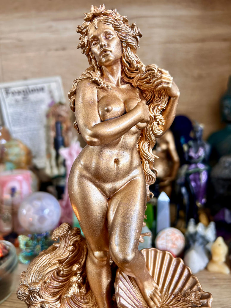 Aphrodite Goddess Statue Resin 3D Printed with Detailed Floral, waves and shell details for Home Decor Ornaments witchcraft