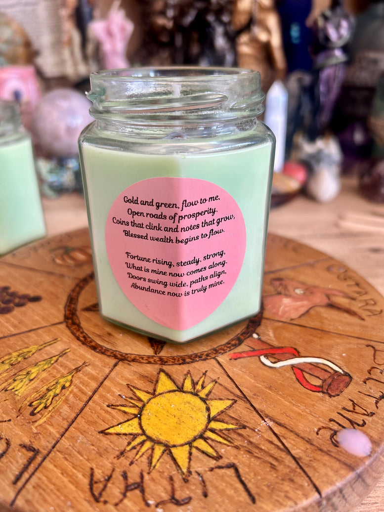 Wealth and abundance spell candle