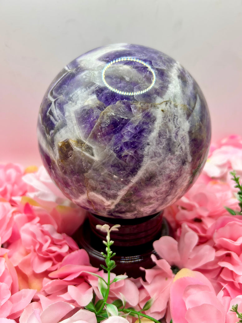 Huge Dream Amethyst Crystal Sphere weighing 3.1kg and measuring 12.5cm