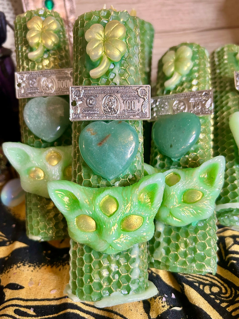 Handcrafted Wealth and Abundance Spell Candle for Witchcraft - Intention-Infused with Prosperity Herbs & Essential Oils for Money Rituals and Business Success