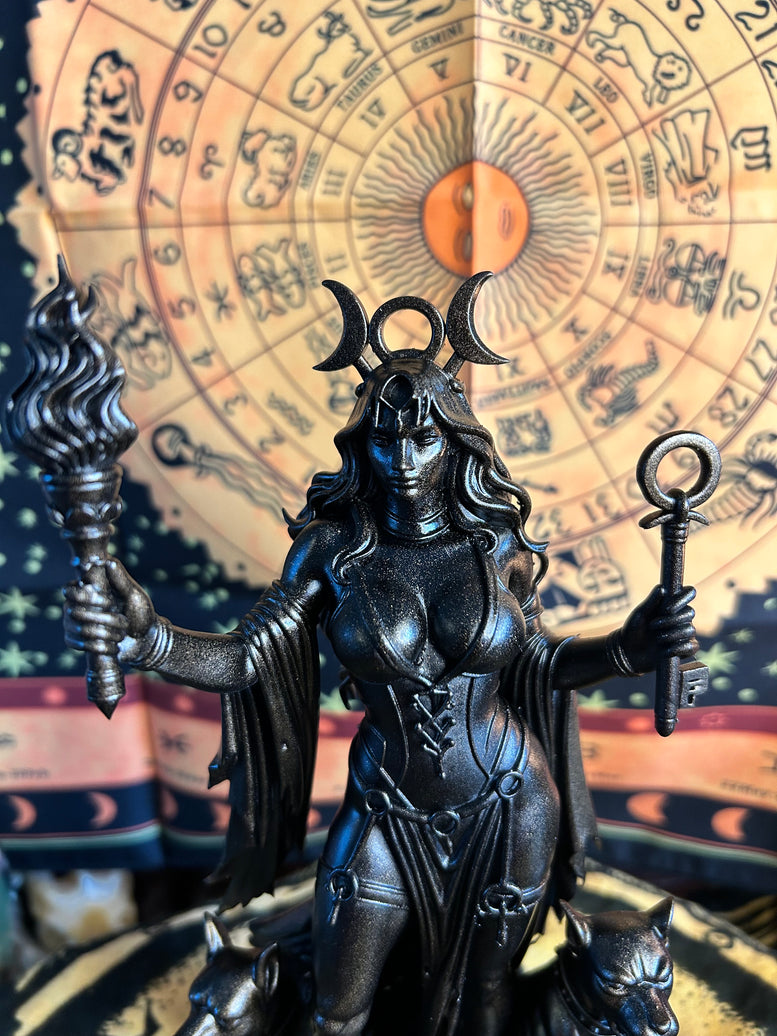 Hekate Goddess of the Crossroads Resin Printed Statue with Key and Dog Ornaments Figurine for Home Decor