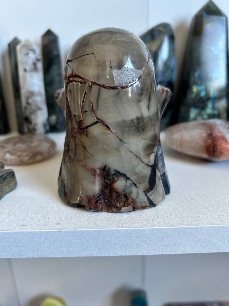 Volcano Agate Ghost – One-of-a-Kind Carved Crystal Spirit