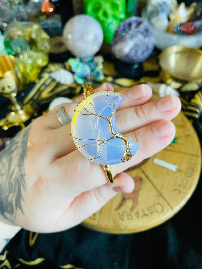 Tree of Life Wire Wrapped Moon Crystal Bracelet | Reiki | Chakra | Crystal Healing | Witchy | Jewellery | Adjustable | Jewelry | Gemstones