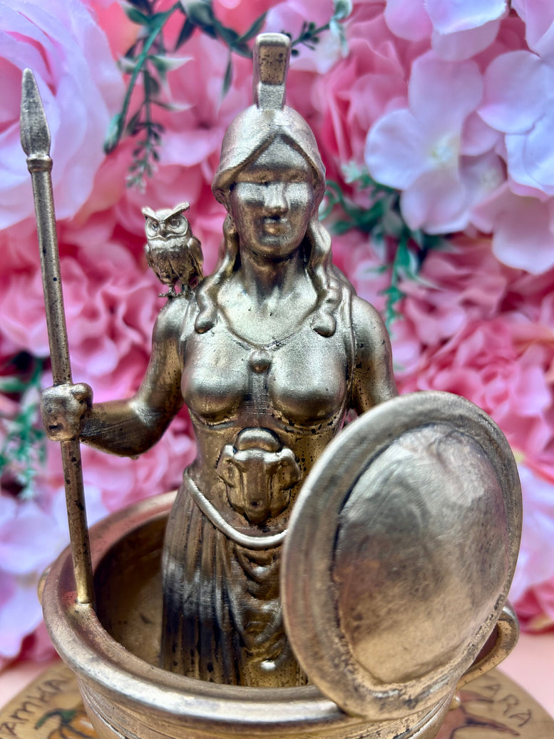 Goddess Athena Offering Bowl Statue | Handcrafted Pagan Altar Decor | Greek Goddess Figurine for Rituals & Devotional Practices | witchcraft