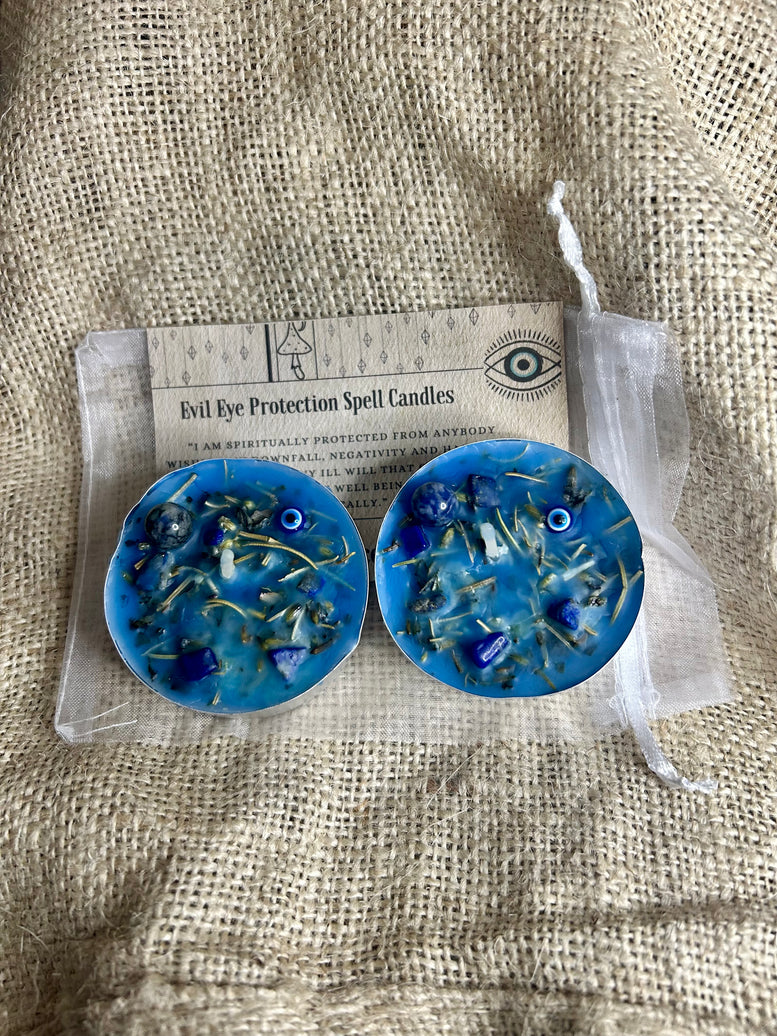 Evil Eye Protection Tealights | Spell Candles | Candle | Witchcraft | Wicca | Pagan | Occult | Gothic | Ritual | Spirituality | Gift Set